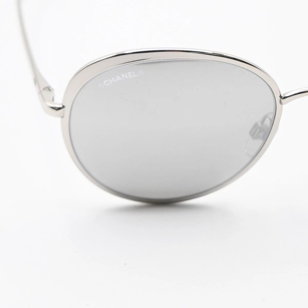 CHANEL CC Logo Sunglasses Eye Wear Mirror Lenz Plastic Metal Silver 4206 36RL592 - Picture 13 of 14